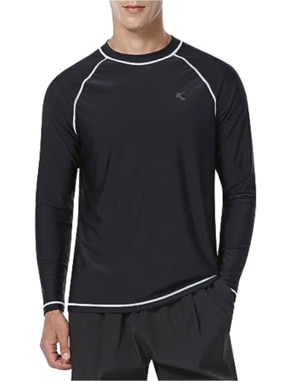 Men's UPF 50+ Long Sleeve Rash Guard Swim Shirt Quick Dry